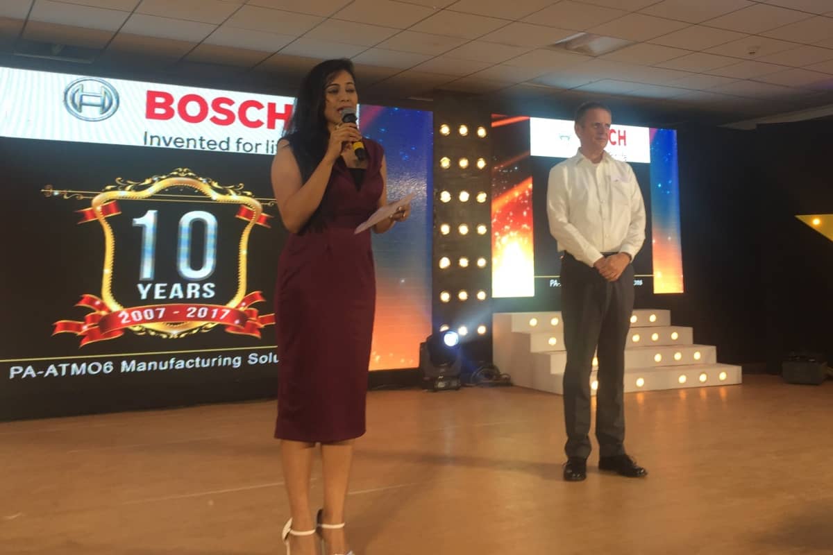 Anchor Reena hosts Bosch ATMO6 10years of establishment in Bangalore