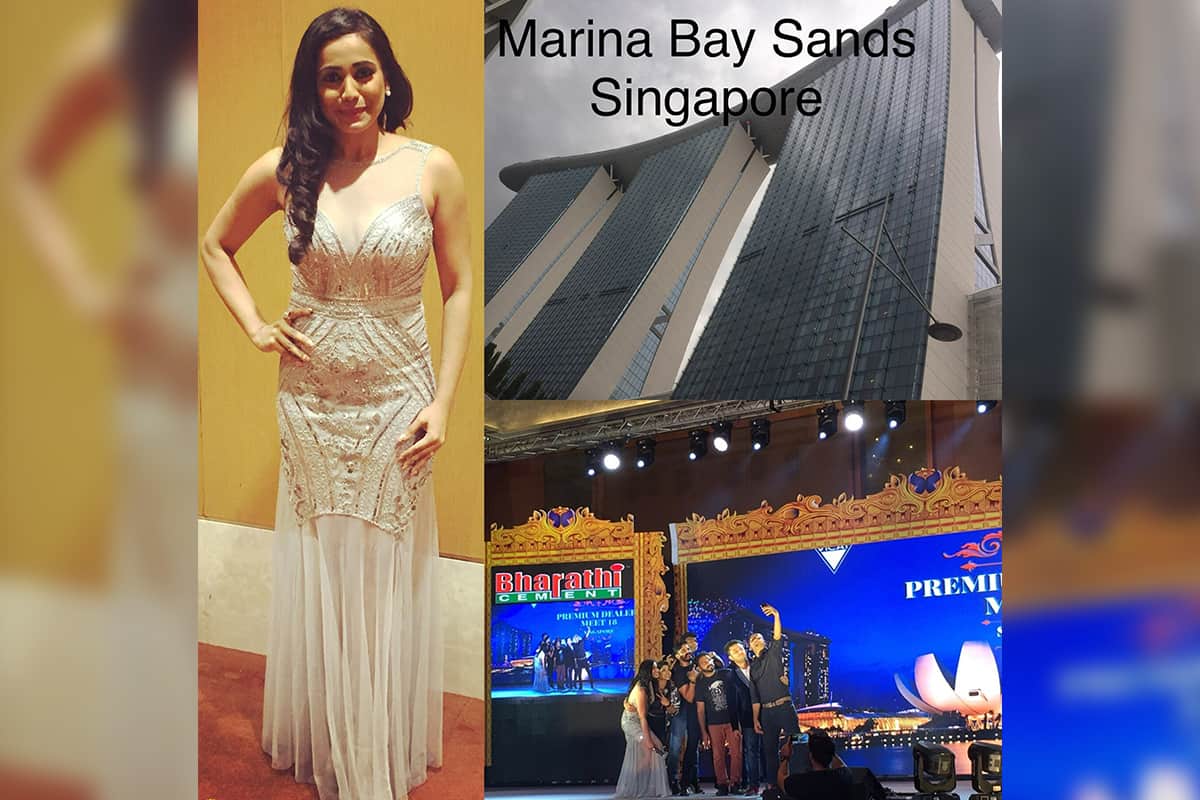 India’s best anchor Reena hosted Bharathi cements premium dealers meet in Marina Bay Sands Singapore