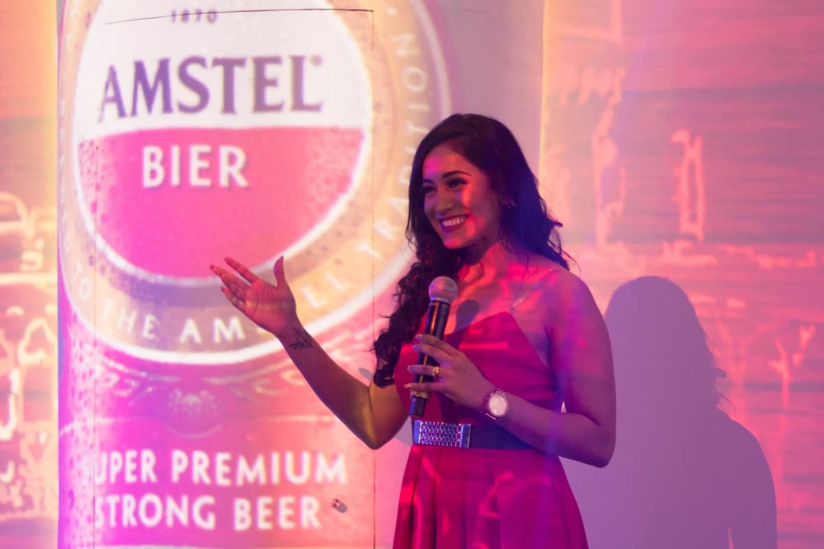 Multilingual Emcee Reena D'souza compered for Amstel Beer Launch, Bangalore India 2018