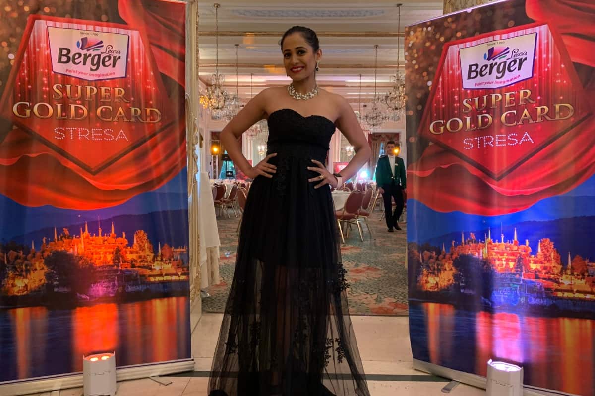 Anchor Emcee Live Host Reena Dsouza hosts Berger Paints Annul Day 2019 in France and Italy