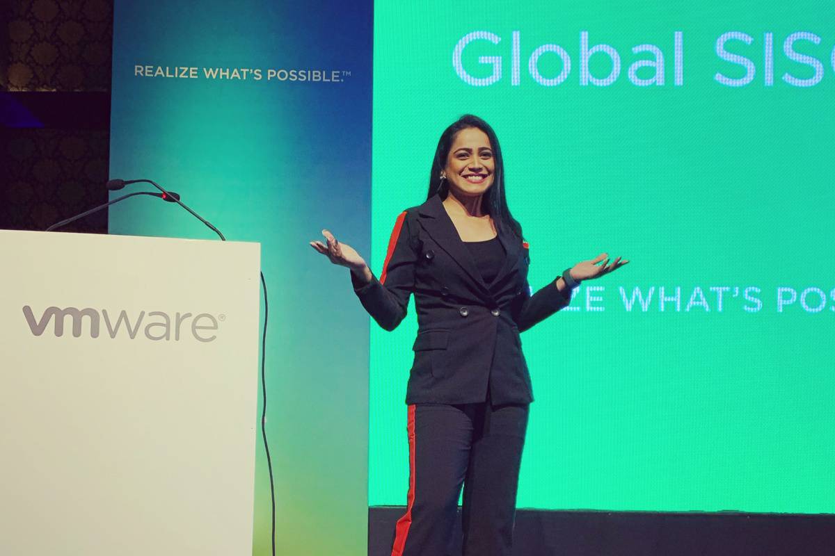 Corporate event anchor Reena Dsouza hosted VMware Global SISO Summit 2019 in Bangalore